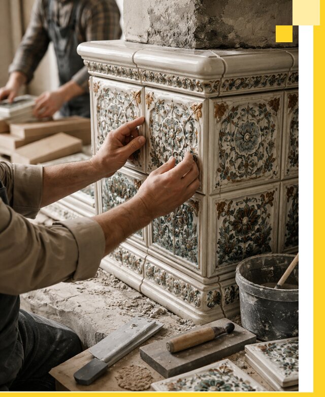 Изразцовые камины под ключ в Белгороде: проект и монтаж