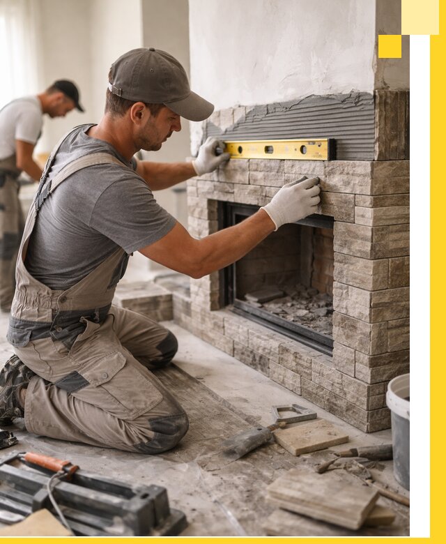 Облицовка каминов в Белгороде, монтаж и отделка натуральным камнем