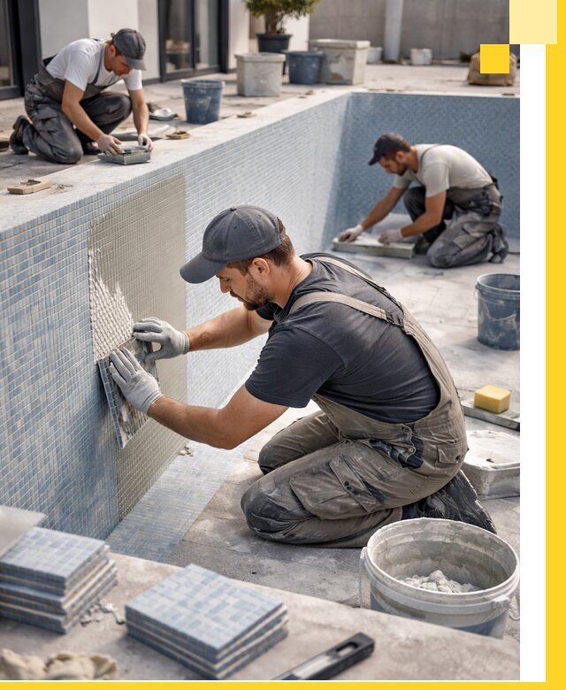 Облицовка бассейнов в Белгороде плитка мозаика гидроизоляция