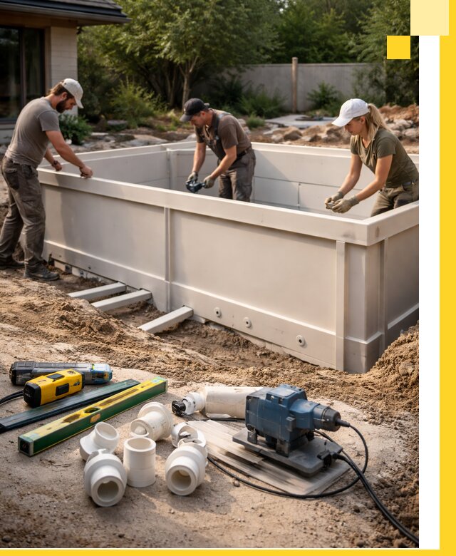 Установка полипропиленовых бассейнов под ключ в Белгороде