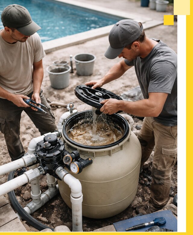 Установка и обслуживание песочных фильтров для бассейнов в Белгороде