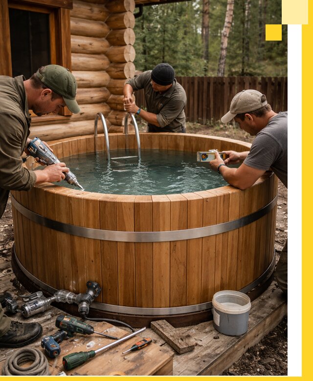 Строительство бань с купелью под ключ и отделкой в Белгороде