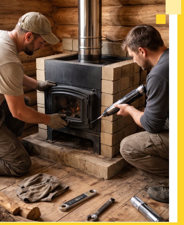 Монтаж и установка печи в бане под ключ с гарантией в Белгороде