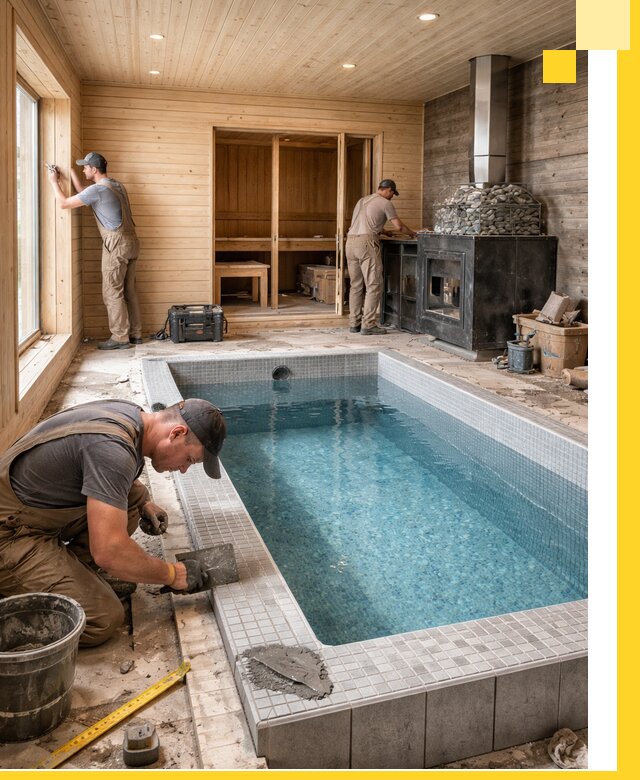 Проект бани с бассейном и сауной в Белгороде под ключ