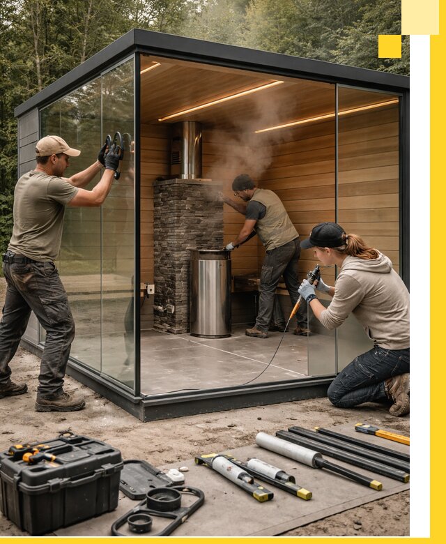 Проектирование и строительство стеклянных бань в Белгороде