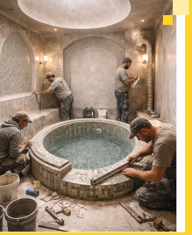 Профессиональное строительство хамама с бассейном в Белгороде под ключ