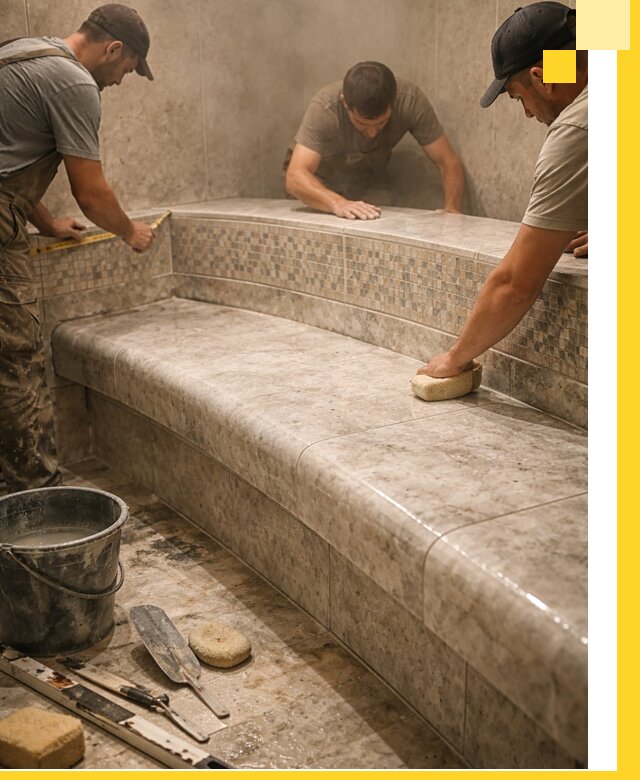 Изготовление и установка сидений для хамама в Белгороде