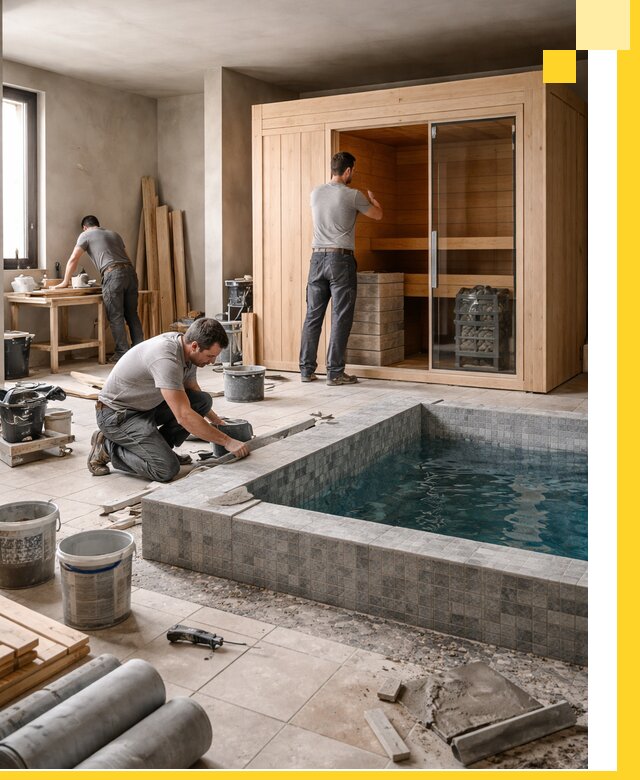 SPA зоны под ключ с бассейном сауной и печью в Белгороде